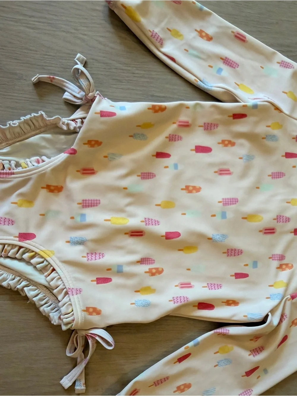 Quince Kids Swim Rashguard in Cream with Pink, Yellow & Blue Popsicle Print